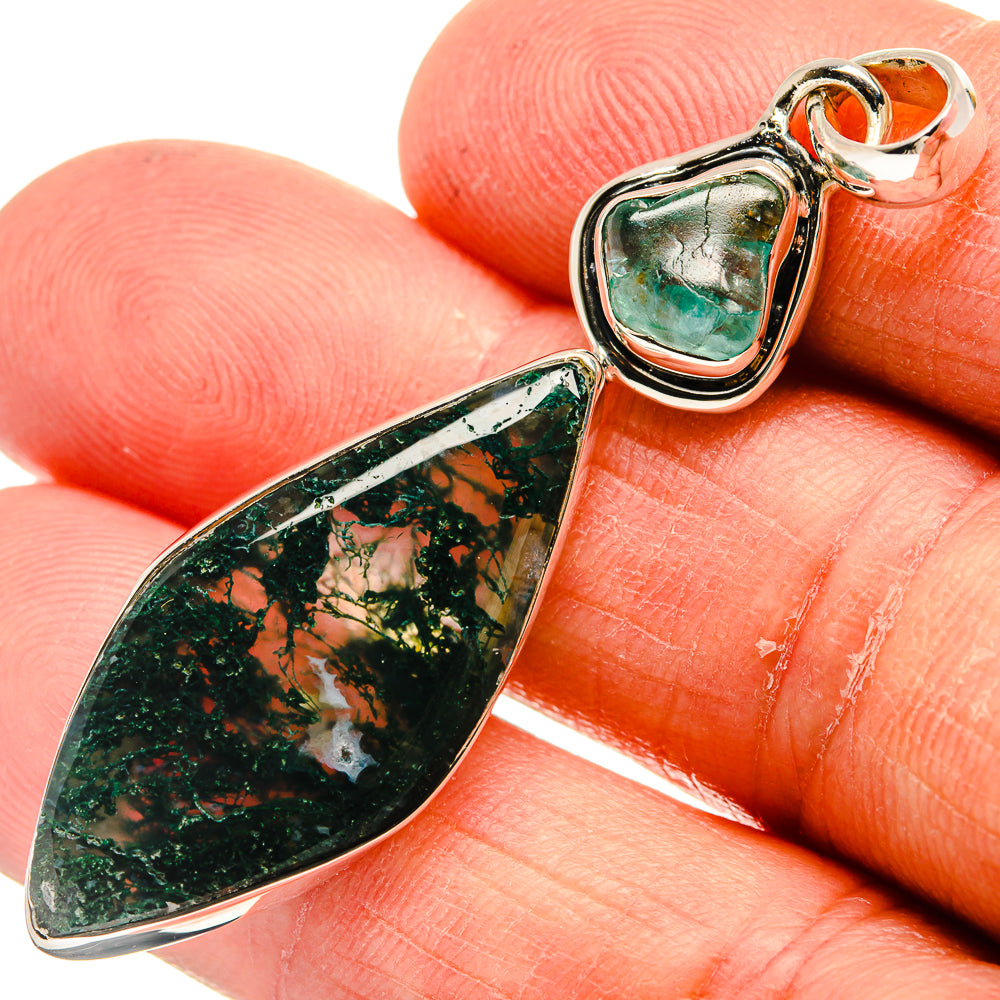 Green Moss Agate Pendants handcrafted by Anasilvercos - PD24195