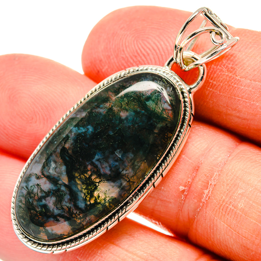 Green Moss Agate Pendants handcrafted by Anasilvercos - PD24207
