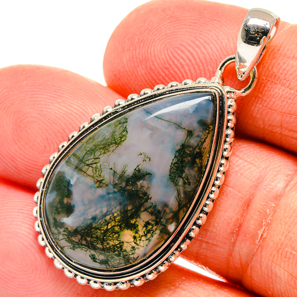 Green Moss Agate Pendants handcrafted by Anasilvercos - PD24435