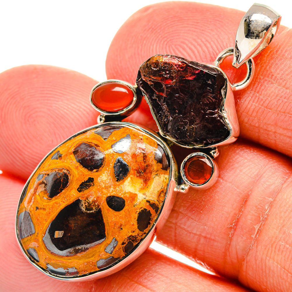 Bauxite, Garnet, Carnelian Pendants handcrafted by Anasilvercos - PD24449