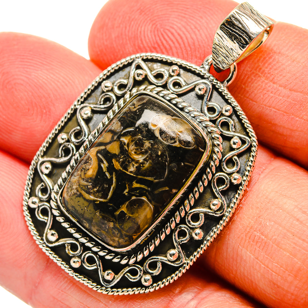 Turritella Agate Pendants handcrafted by Anasilvercos - PD24455