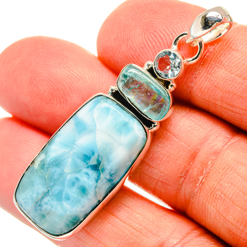 Larimar, Aquamarine, Blue Topaz Pendants handcrafted by Anasilvercos - PD24461