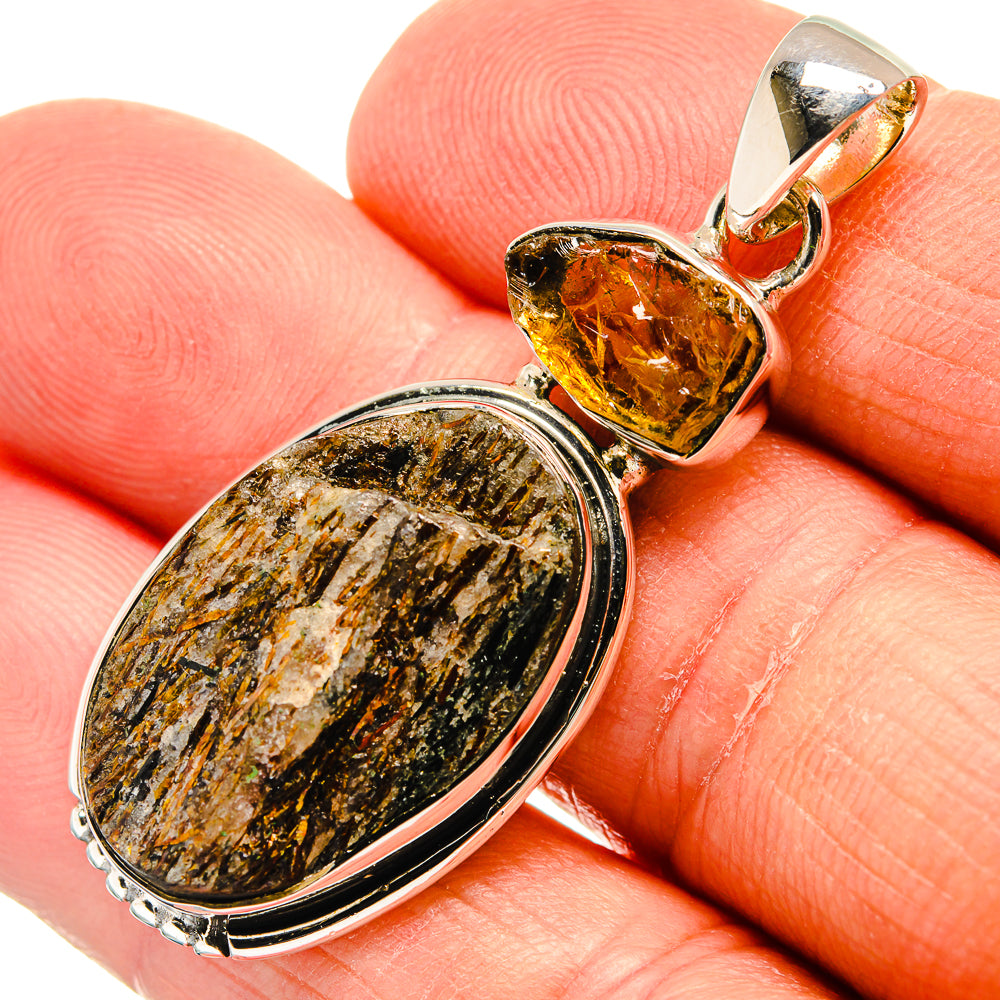 Astrophyllite, Citrine Pendants handcrafted by Anasilvercos - PD24498