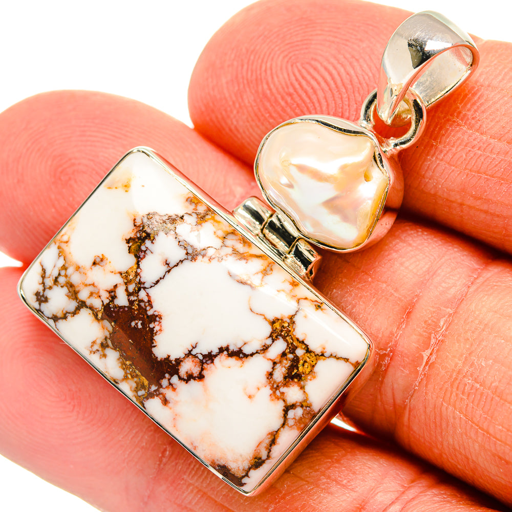 Wild Horse Jasper, Mother Of Pearl Pendants handcrafted by Anasilvercos - PD24500