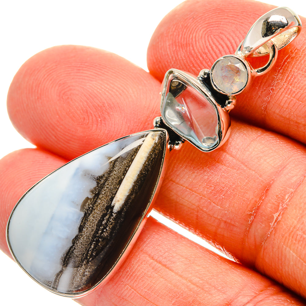 Owyhee Opal, Aquamarine, Rainbow Moonstone Pendants handcrafted by Anasilvercos - PD24506
