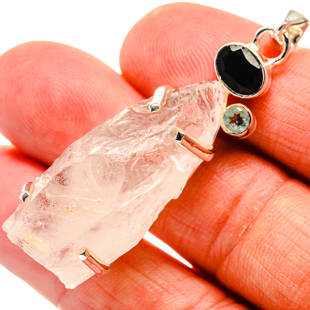 Rainbow Moonstone, Black Onyx, Blue Topaz Pendants handcrafted by Anasilvercos - PD24519