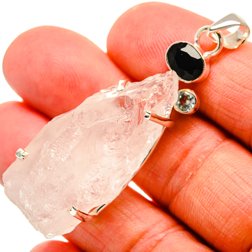 Rainbow Moonstone, Black Onyx, Blue Topaz Pendants handcrafted by Anasilvercos - PD24520