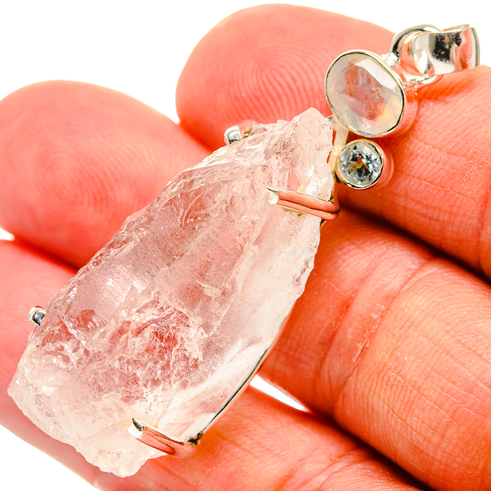 Rainbow Moonstone, Blue Topaz Pendants handcrafted by Anasilvercos - PD24521