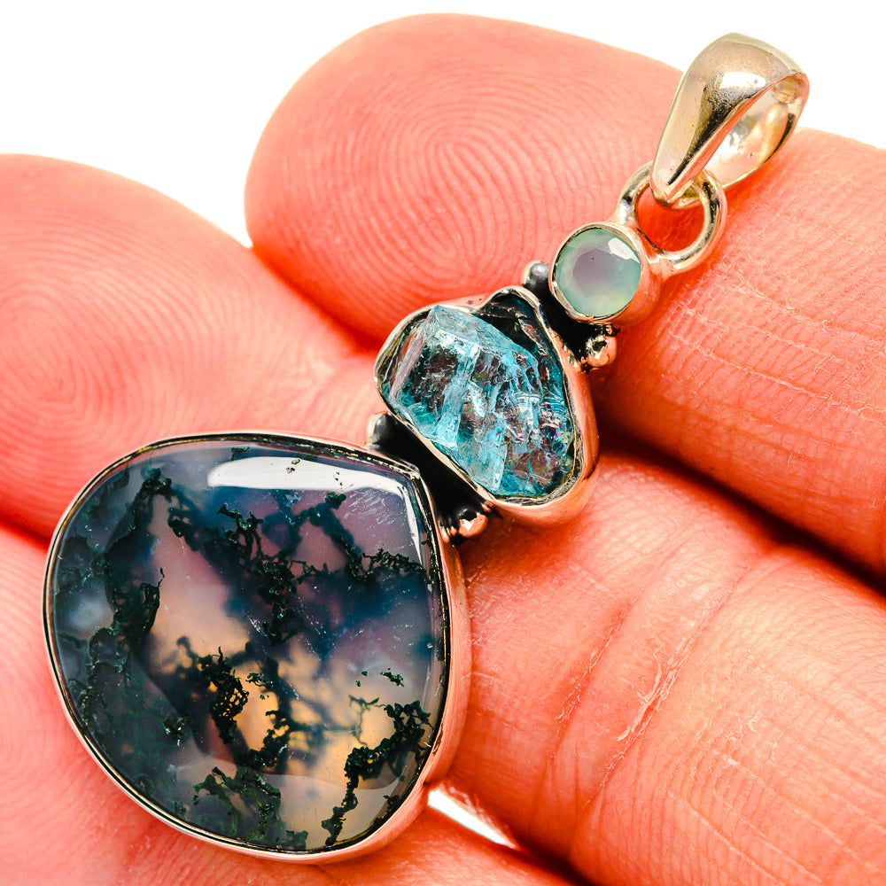 Green Moss Agate Pendants handcrafted by Anasilvercos - PD24615