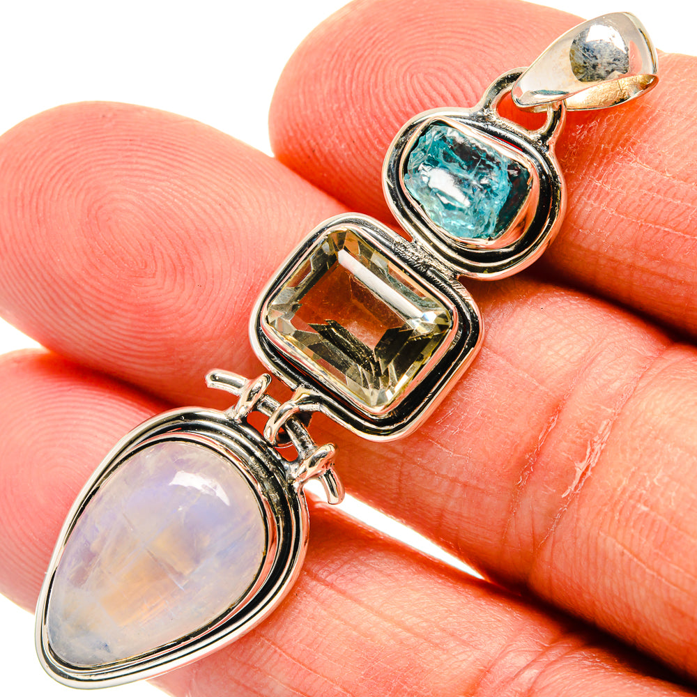 Rainbow Moonstone Pendants handcrafted by Anasilvercos - PD24657