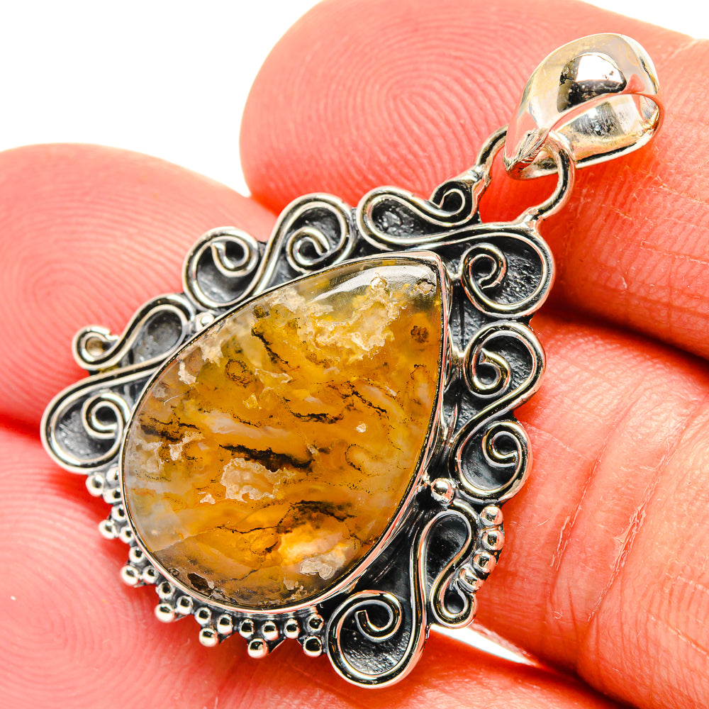 Plume Agate Pendants handcrafted by Anasilvercos - PD24692