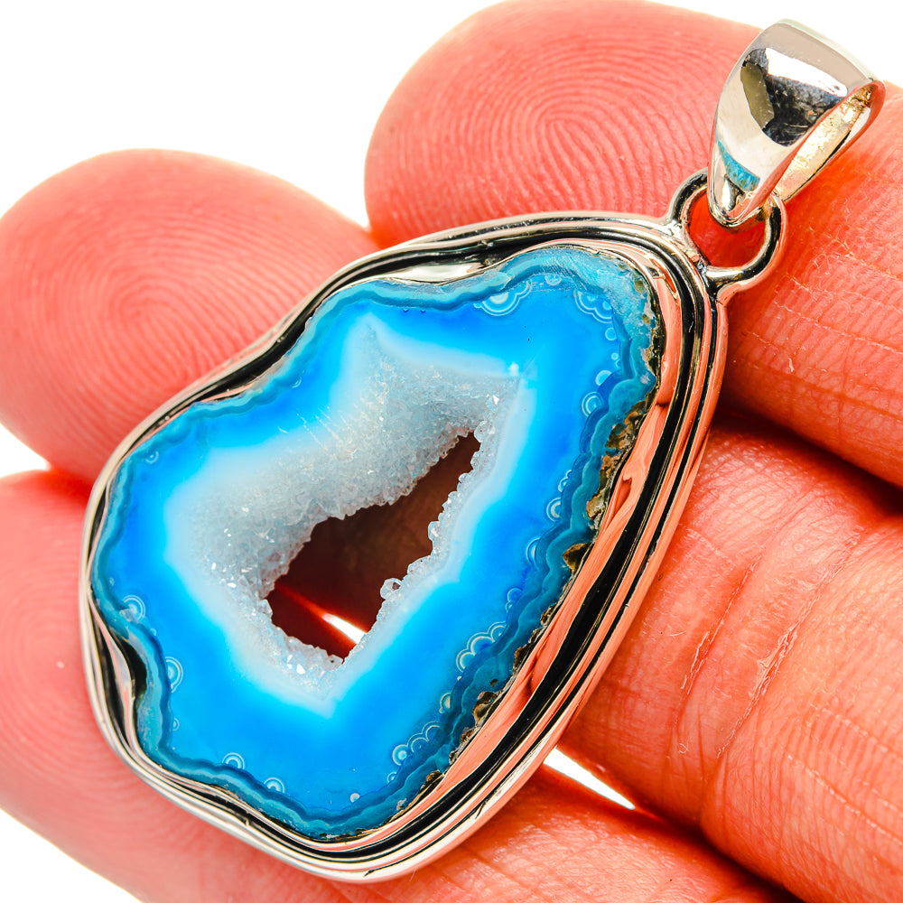 Blue Geode Slice Pendants handcrafted by Anasilvercos - PD24694