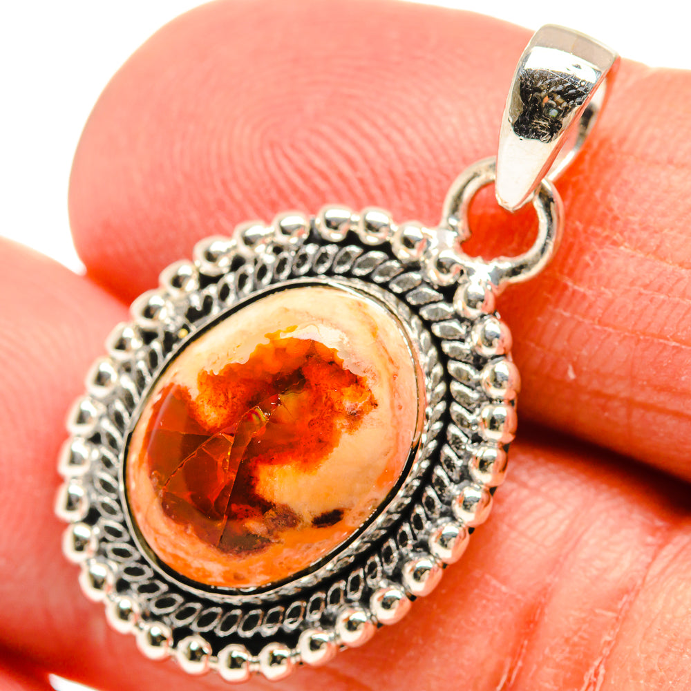 Mexican Fire Opal Pendants handcrafted by Anasilvercos - PD24736