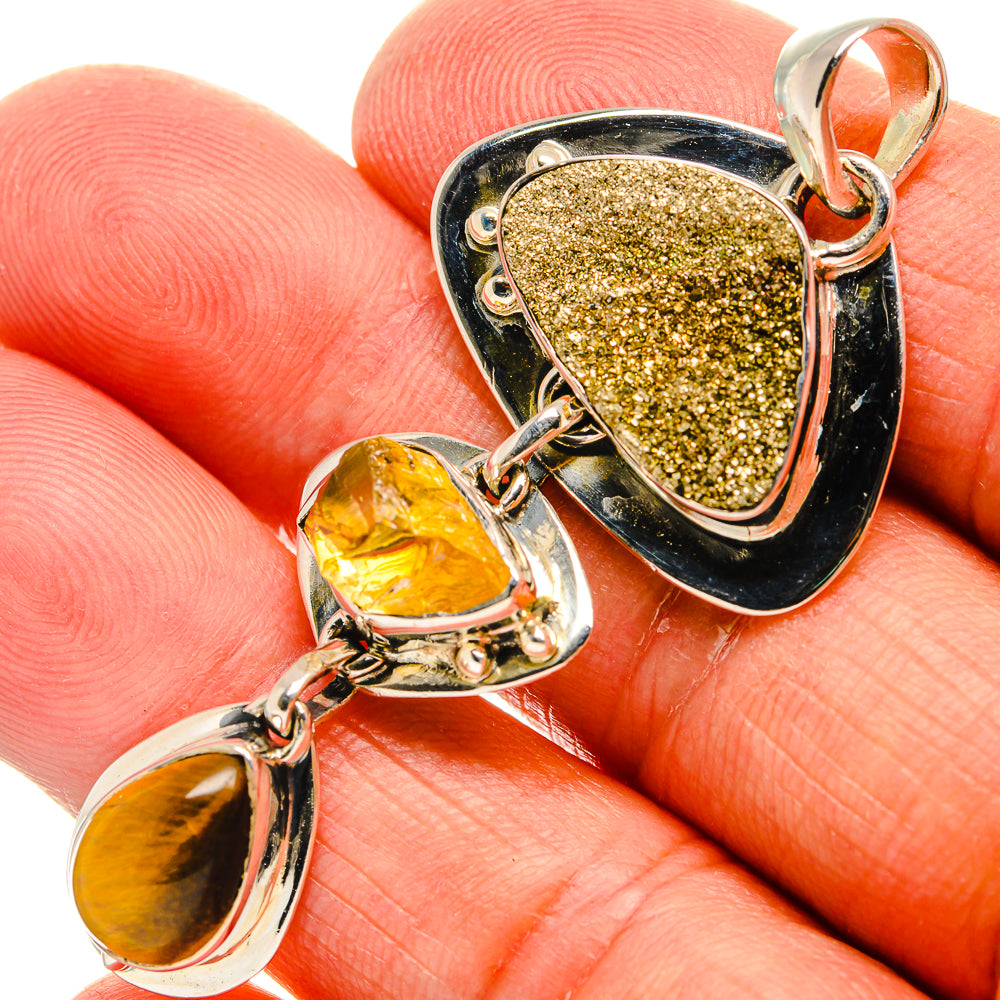 Spectro Pyrite Druzy Pendants handcrafted by Anasilvercos - PD24784