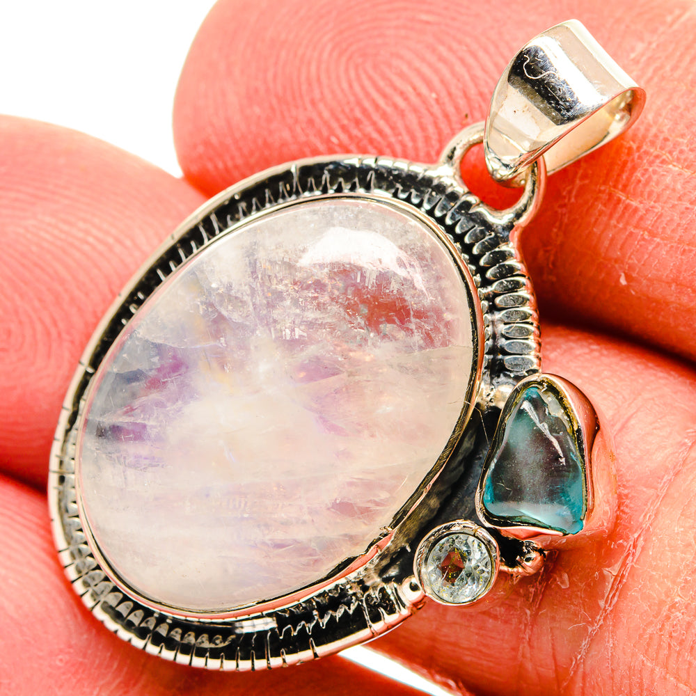Rainbow Moonstone Pendants handcrafted by Anasilvercos - PD24801