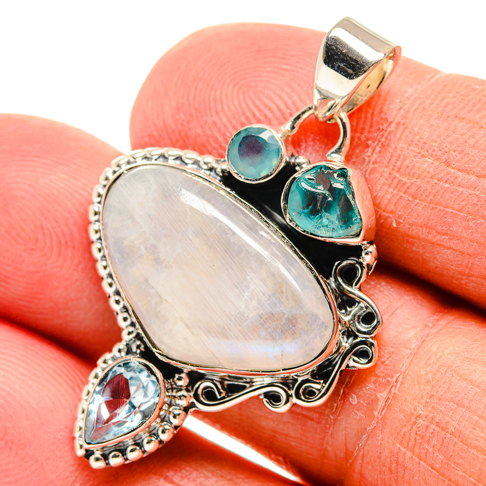 Rainbow Moonstone Pendants handcrafted by Anasilvercos - PD24806