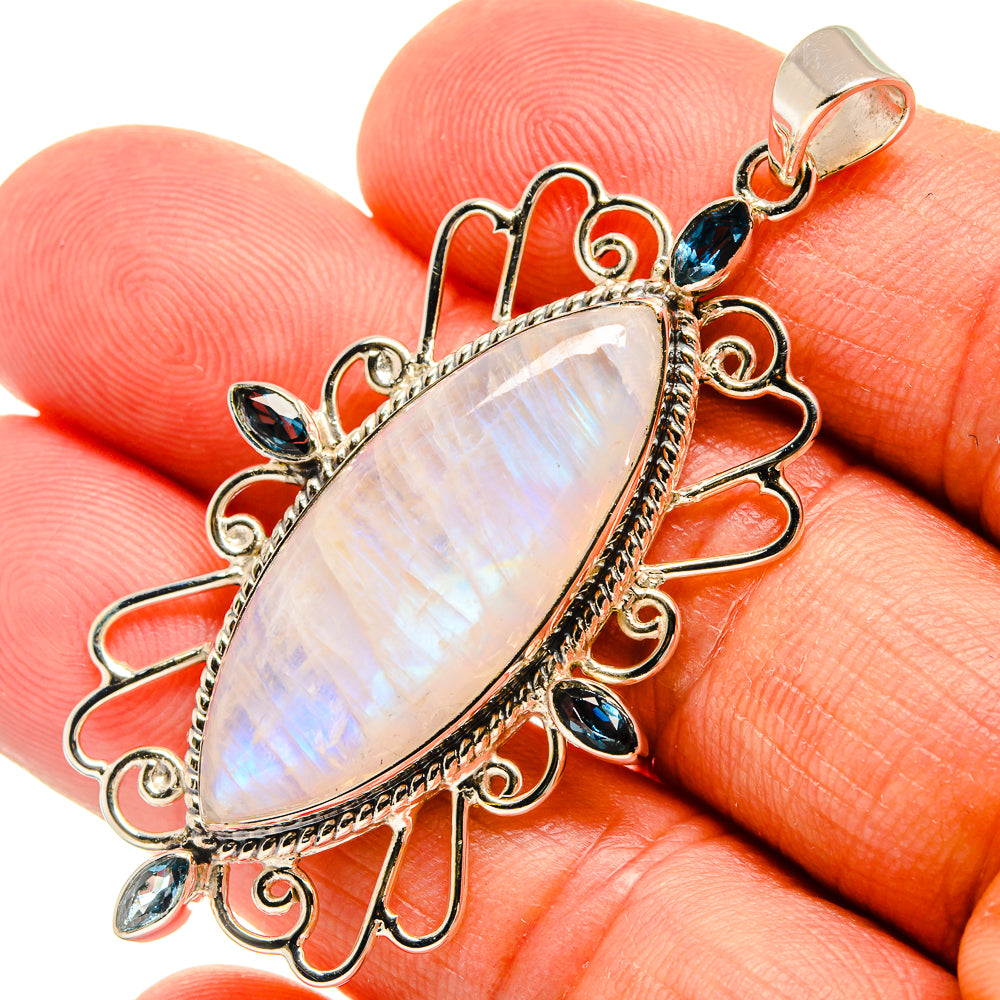 Rainbow Moonstone Pendants handcrafted by Anasilvercos - PD24843