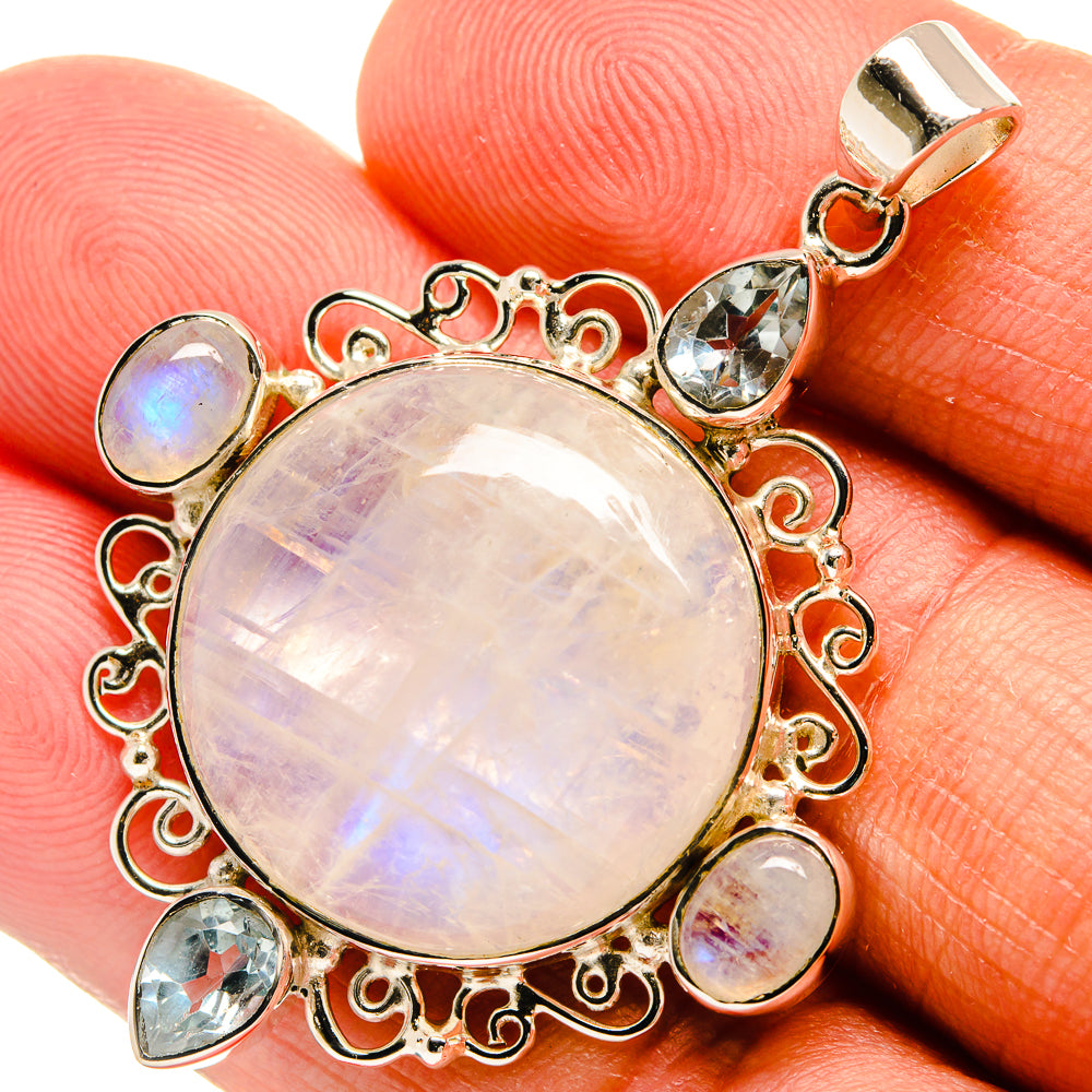 Rainbow Moonstone Pendants handcrafted by Anasilvercos - PD24844