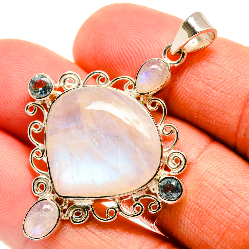 Rainbow Moonstone Pendants handcrafted by Anasilvercos - PD24845