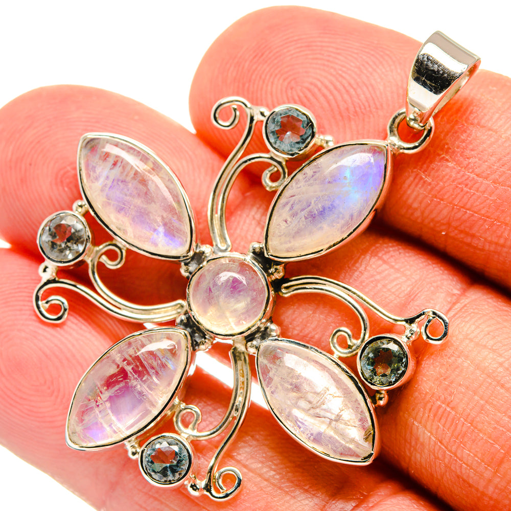Rainbow Moonstone Pendants handcrafted by Anasilvercos - PD24846