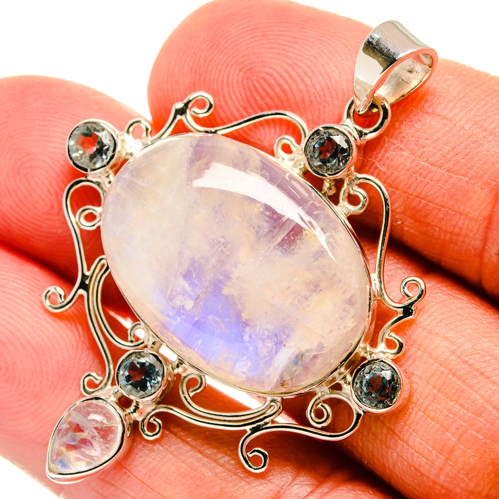 Rainbow Moonstone Pendants handcrafted by Anasilvercos - PD24847