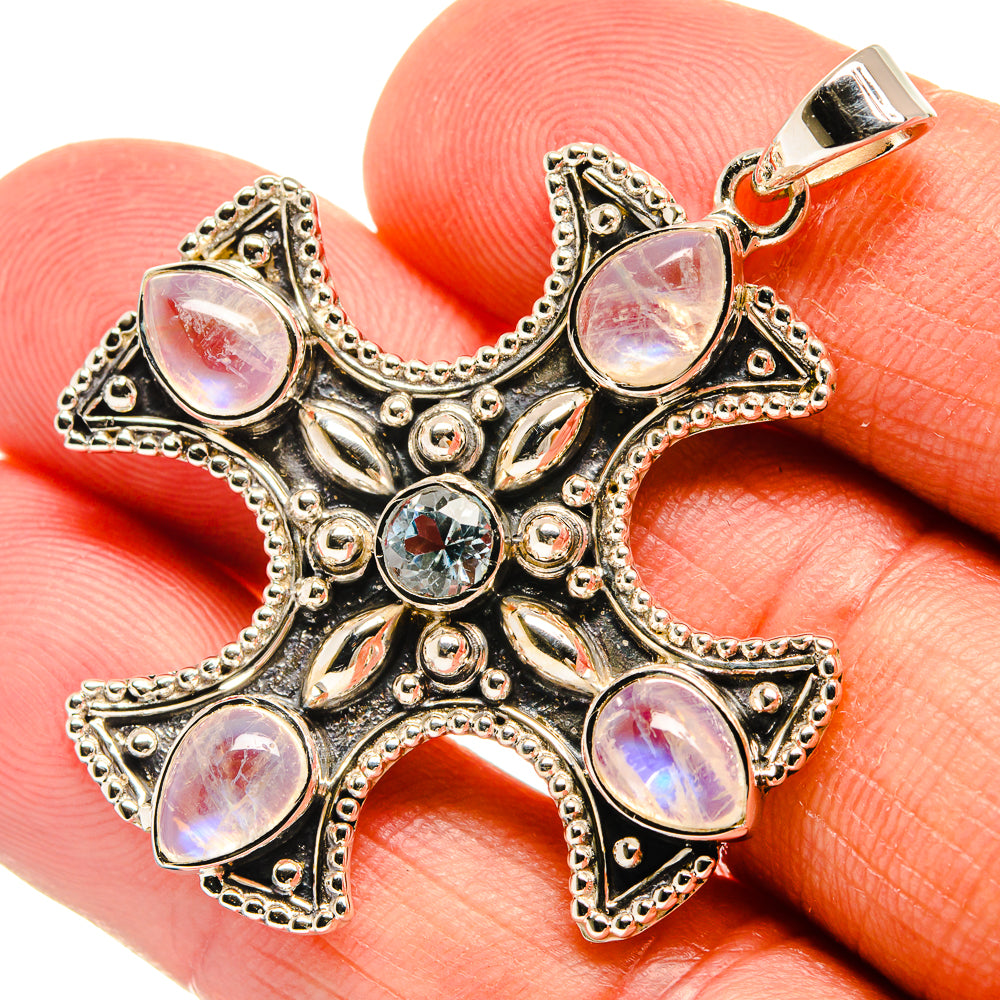 Rainbow Moonstone Pendants handcrafted by Anasilvercos - PD24848