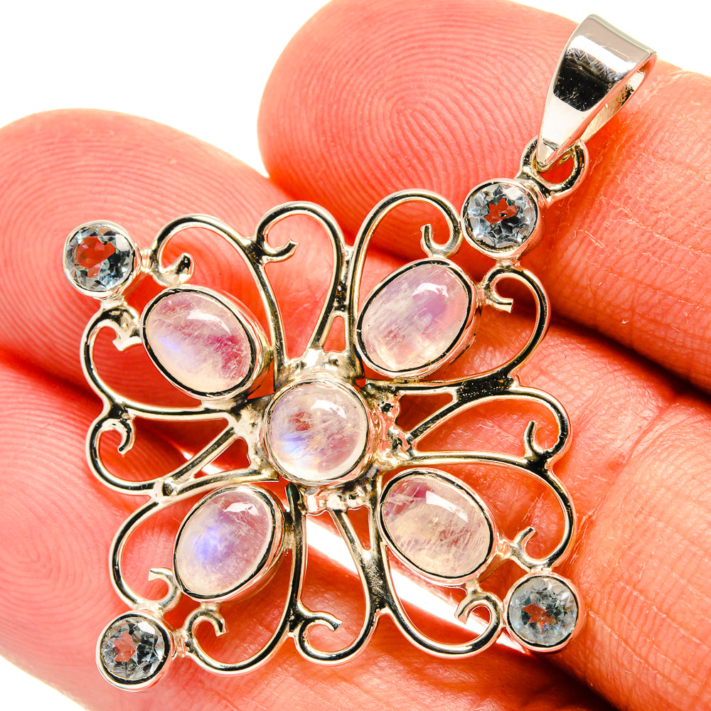 Rainbow Moonstone Pendants handcrafted by Anasilvercos - PD24849