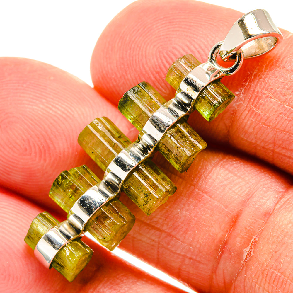 Green Tourmaline Pendants handcrafted by Anasilvercos - PD24880