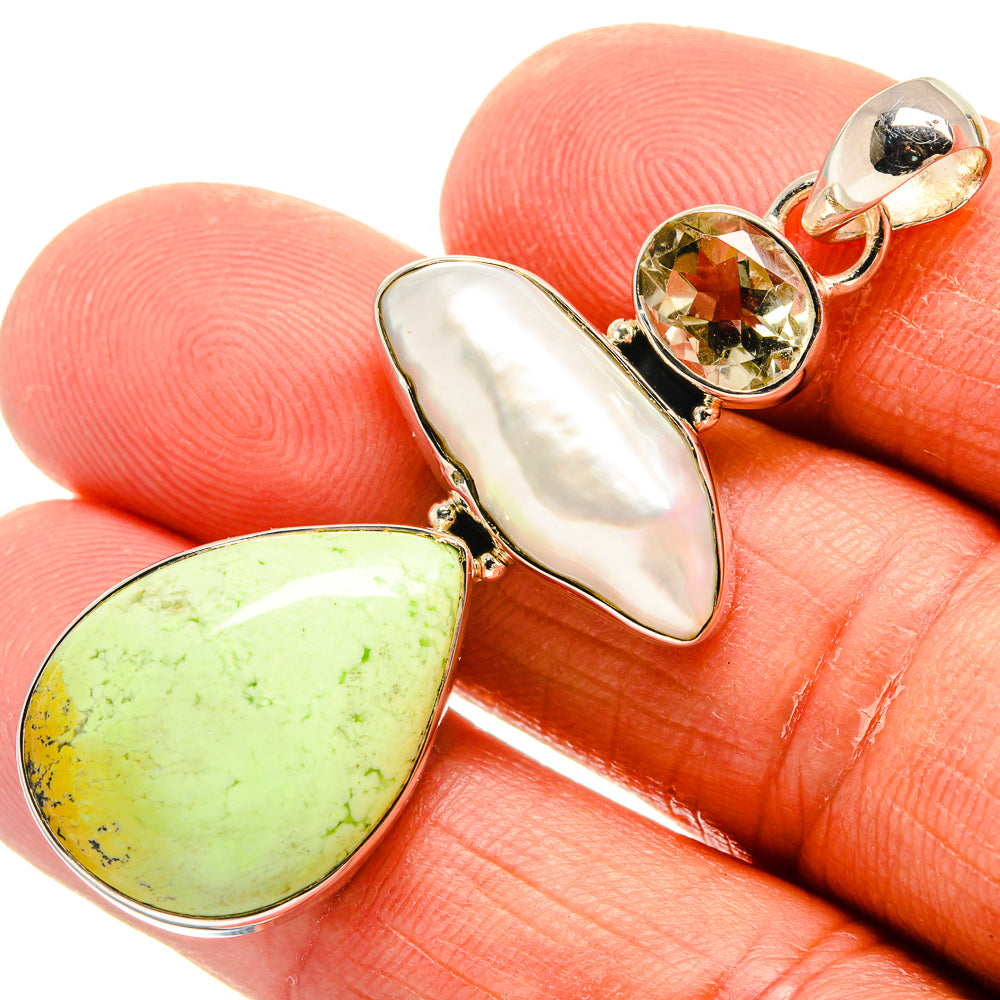 Lemon Chrysoprase Pendants handcrafted by Anasilvercos - PD25052