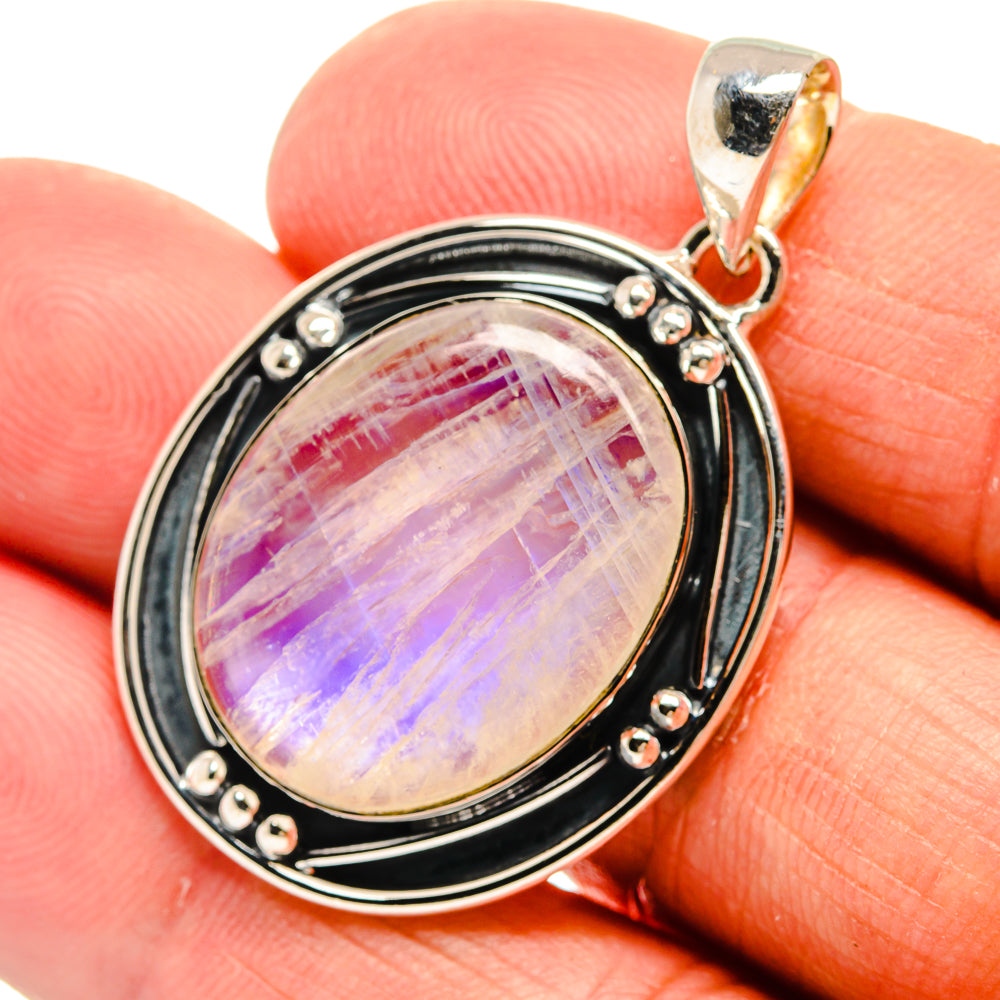 Rainbow Moonstone Pendants handcrafted by Anasilvercos - PD25071