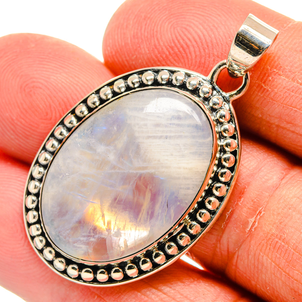 Rainbow Moonstone Pendants handcrafted by Anasilvercos - PD25072