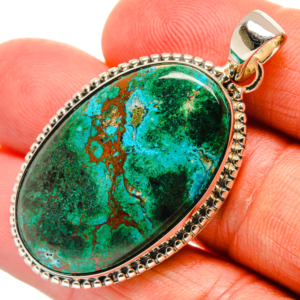Malachite In Chrysocolla Pendants handcrafted by Anasilvercos - PD25103