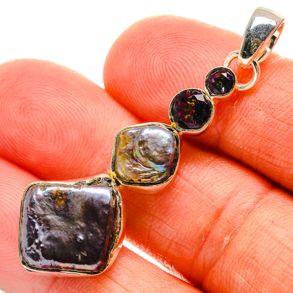 Titanium Mother Of Pearl Pendants handcrafted by Anasilvercos - PD25117
