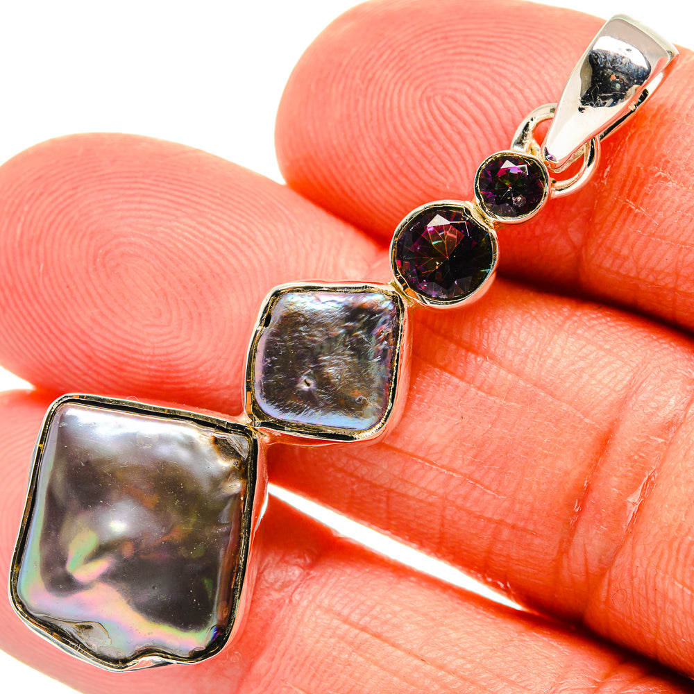Titanium Mother Of Pearl Pendants handcrafted by Anasilvercos - PD25118