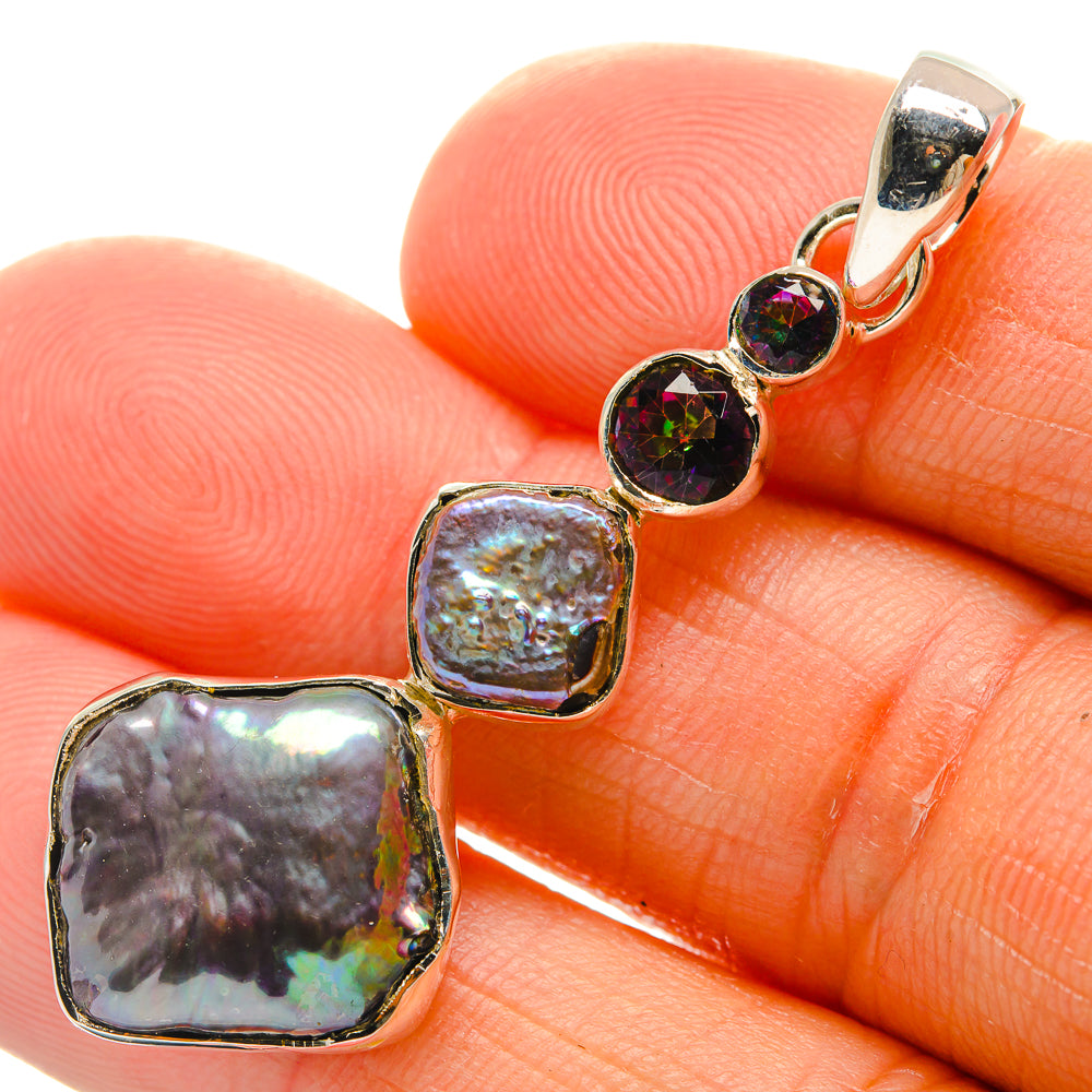 Titanium Mother Of Pearl Pendants handcrafted by Anasilvercos - PD25119