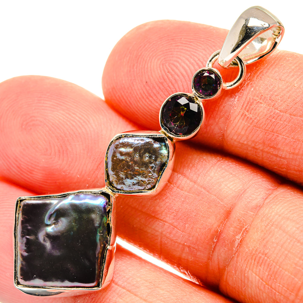 Titanium Mother Of Pearl Pendants handcrafted by Anasilvercos - PD25135