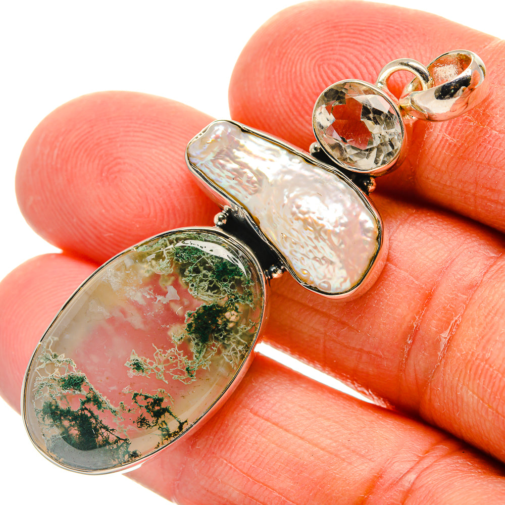 Green Moss Agate Pendants handcrafted by Anasilvercos - PD25148
