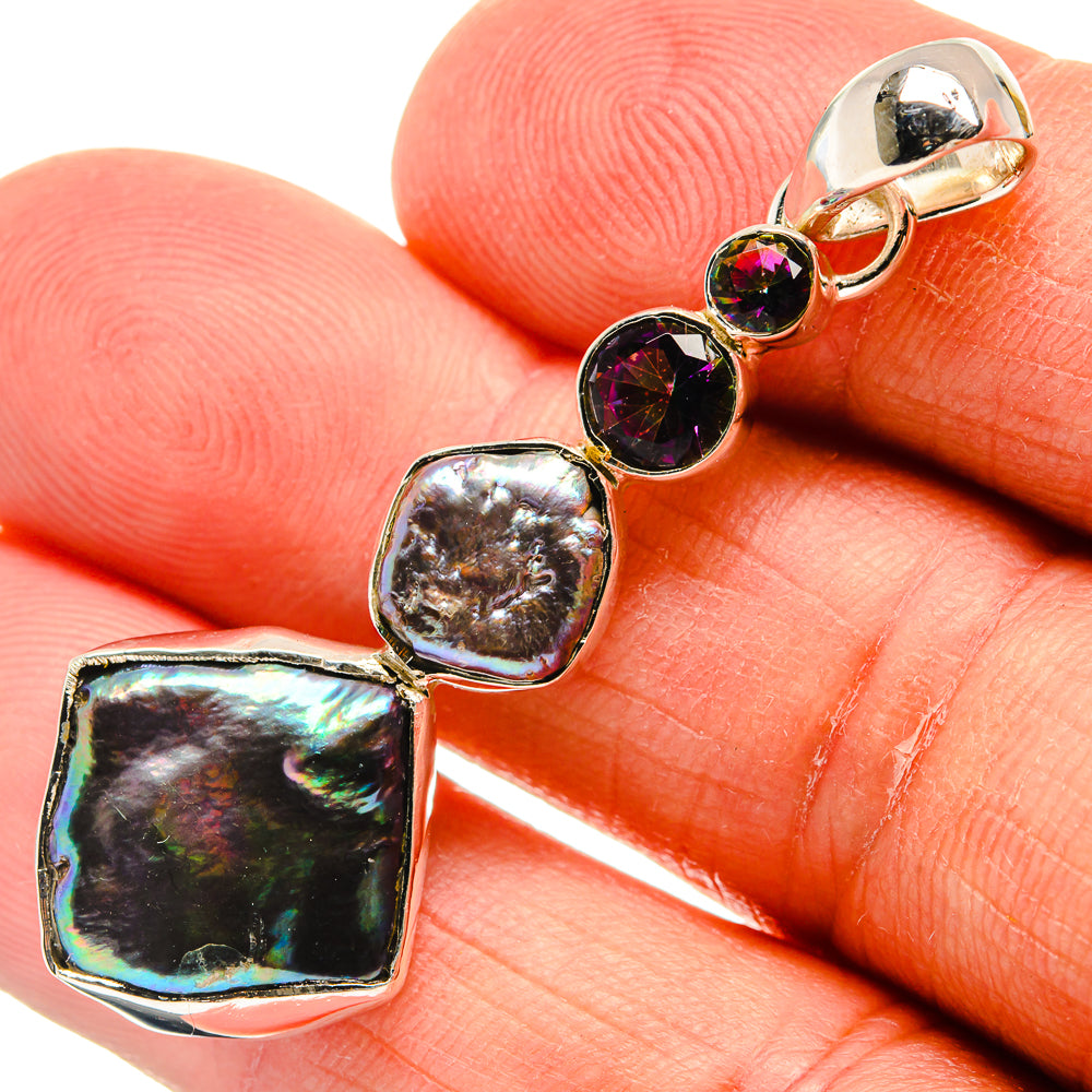 Titanium Mother Of Pearl Pendants handcrafted by Anasilvercos - PD25173