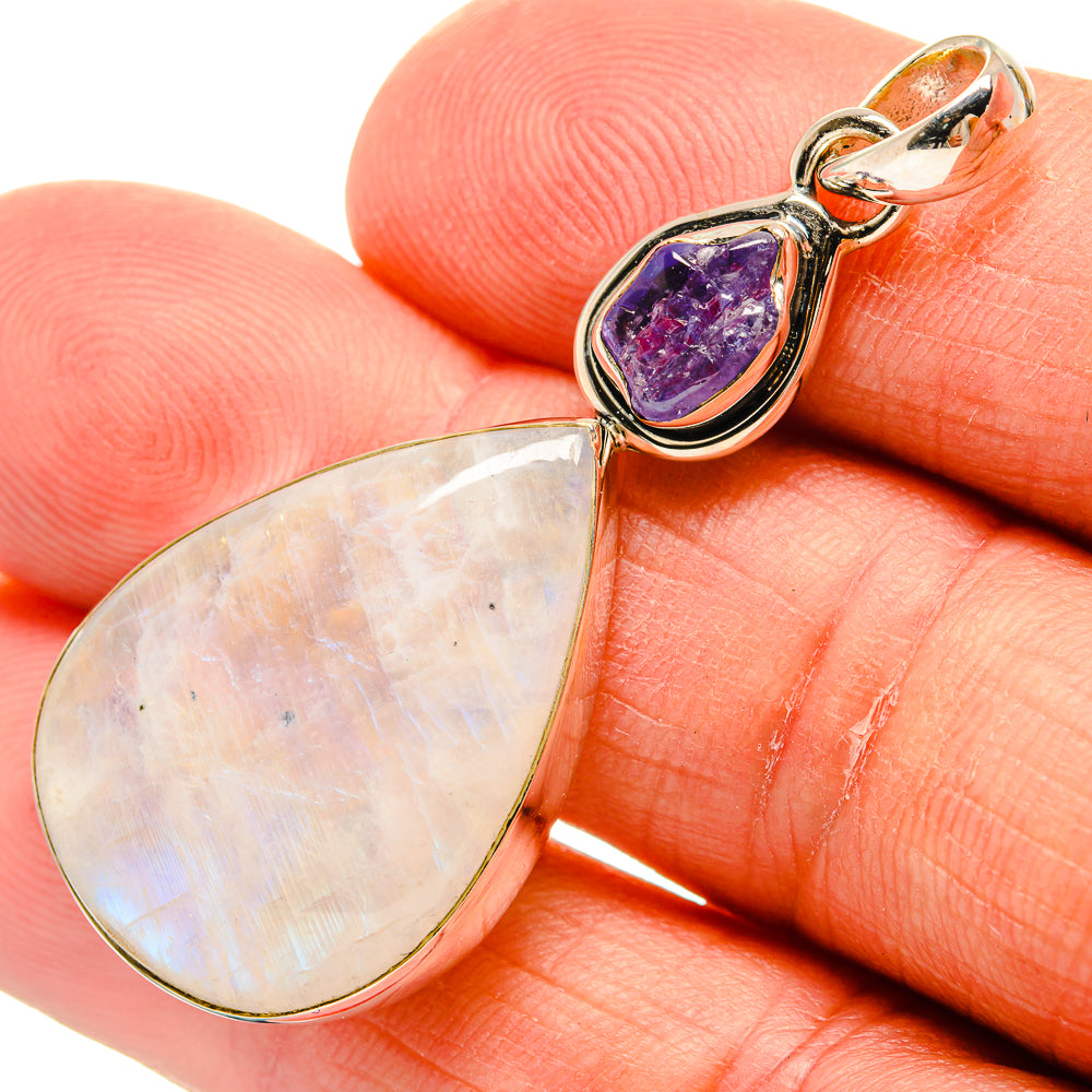 Rainbow Moonstone Pendants handcrafted by Anasilvercos - PD25213