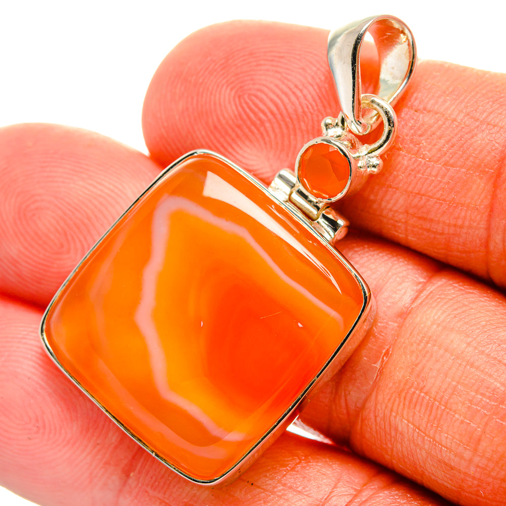 Orange Botswana Agate Pendants handcrafted by Anasilvercos - PD25244