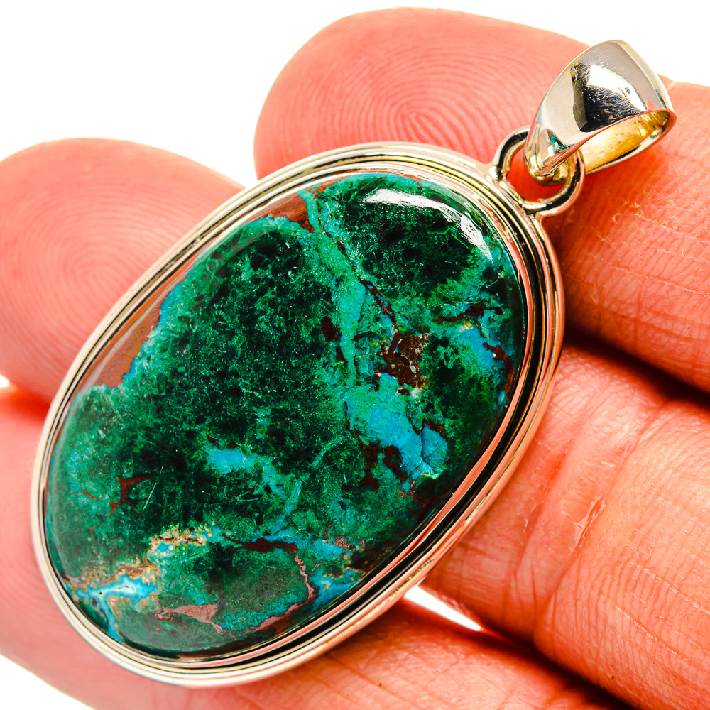 Malachite In Chrysocolla Pendants handcrafted by Anasilvercos - PD25282