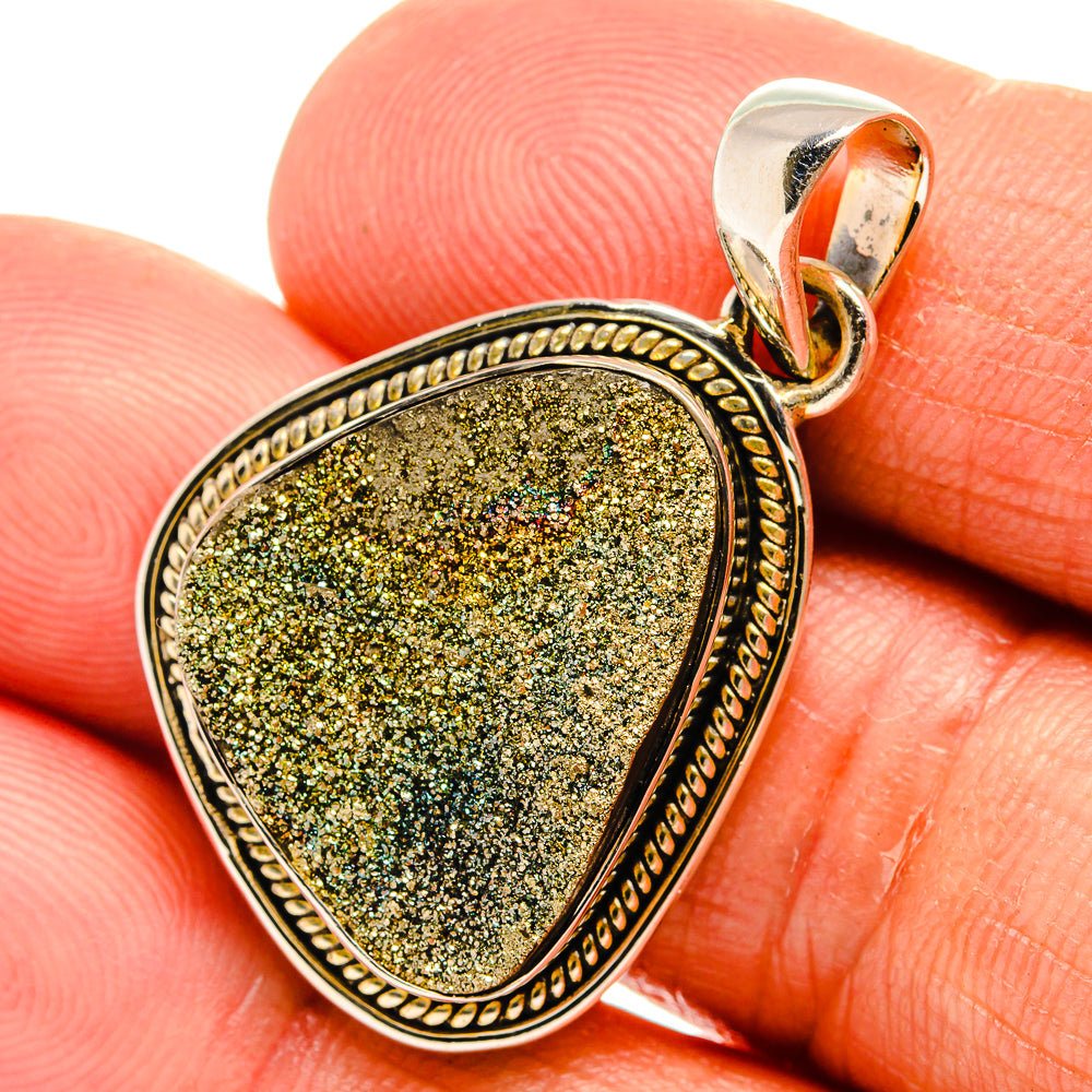 Spectro Pyrite Druzy Pendants handcrafted by Anasilvercos - PD25299
