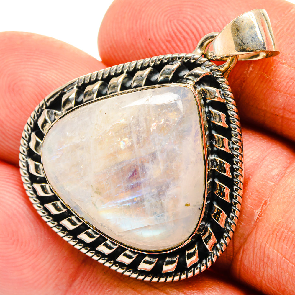 Rainbow Moonstone Pendants handcrafted by Anasilvercos - PD25391