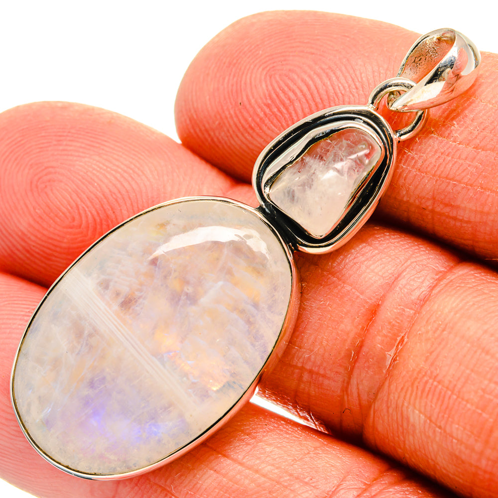 Rainbow Moonstone Pendants handcrafted by Anasilvercos - PD25393