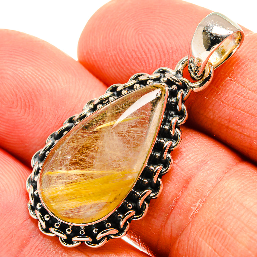 Rutilated Quartz Pendants handcrafted by Anasilvercos - PD25477