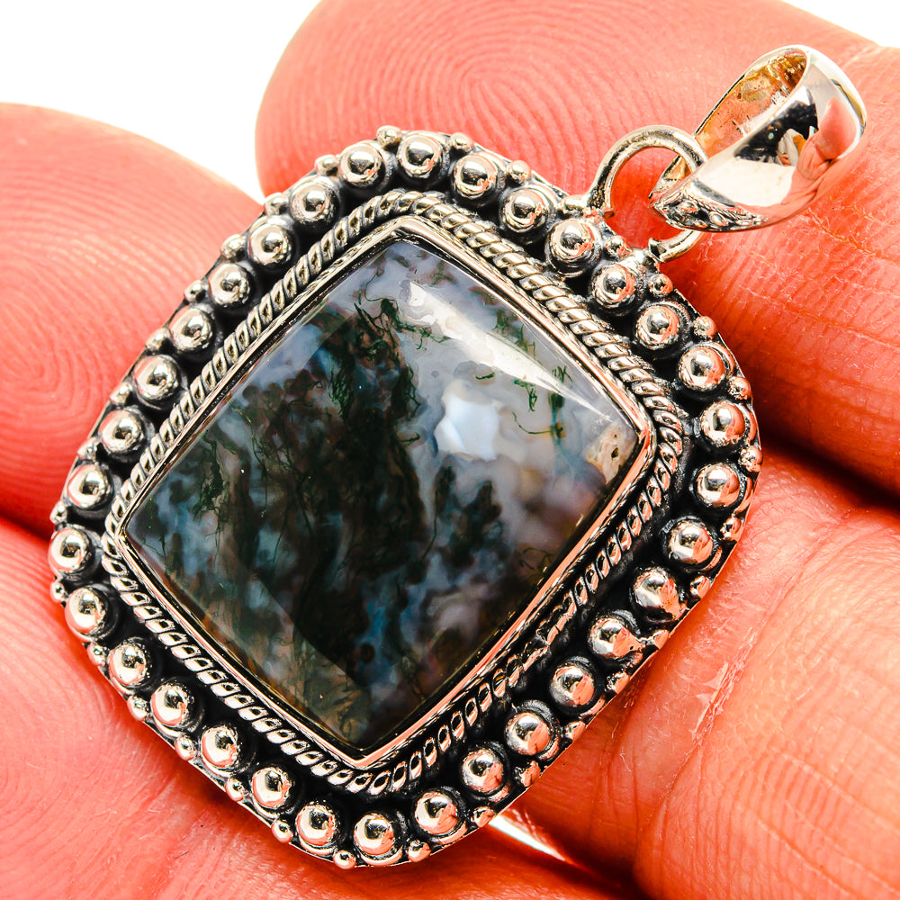 Green Moss Agate Pendants handcrafted by Anasilvercos - PD25482