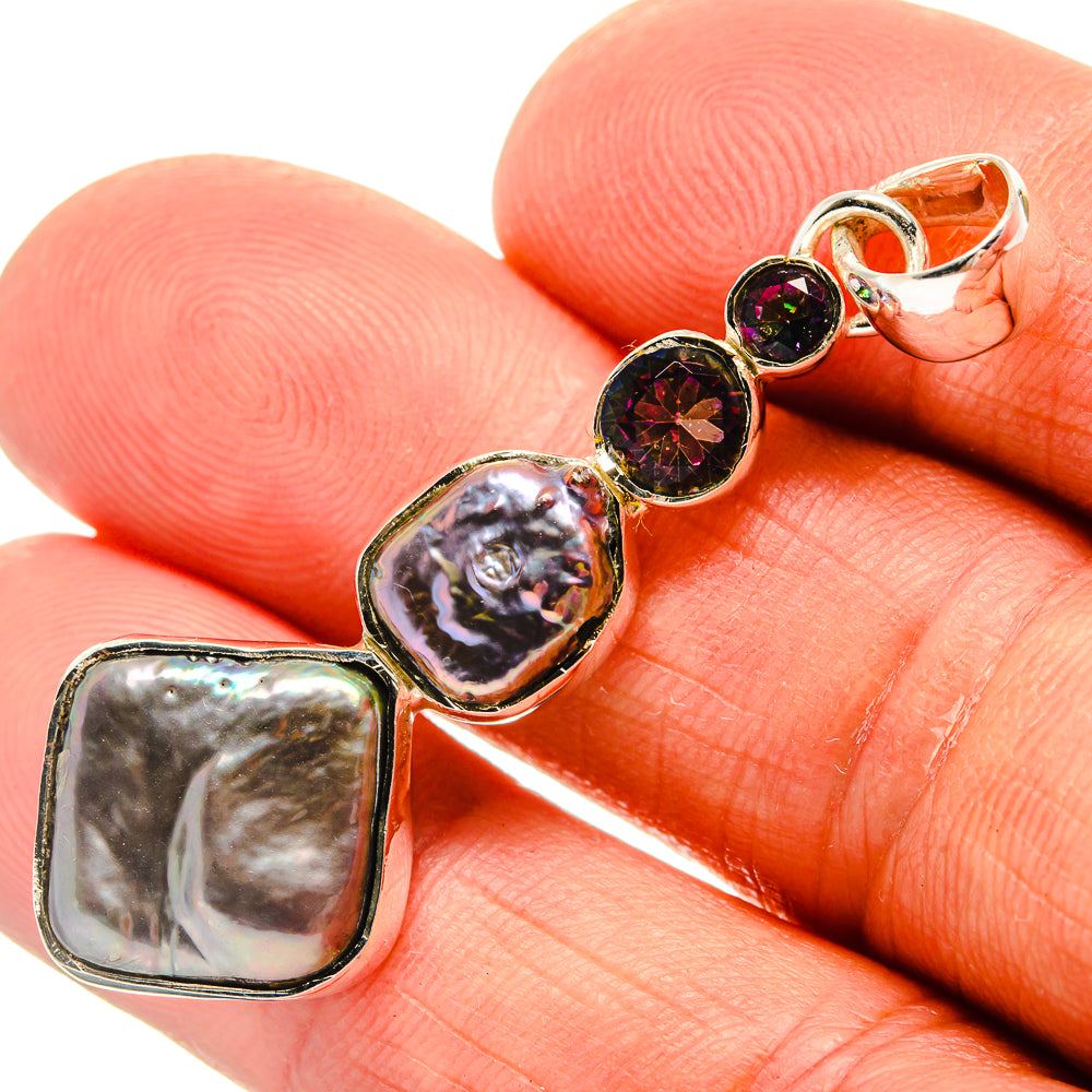 Titanium Mother Of Pearl Pendants handcrafted by Anasilvercos - PD25512