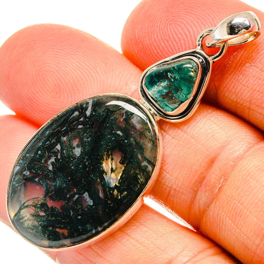 Green Moss Agate Pendants handcrafted by Anasilvercos - PD25566