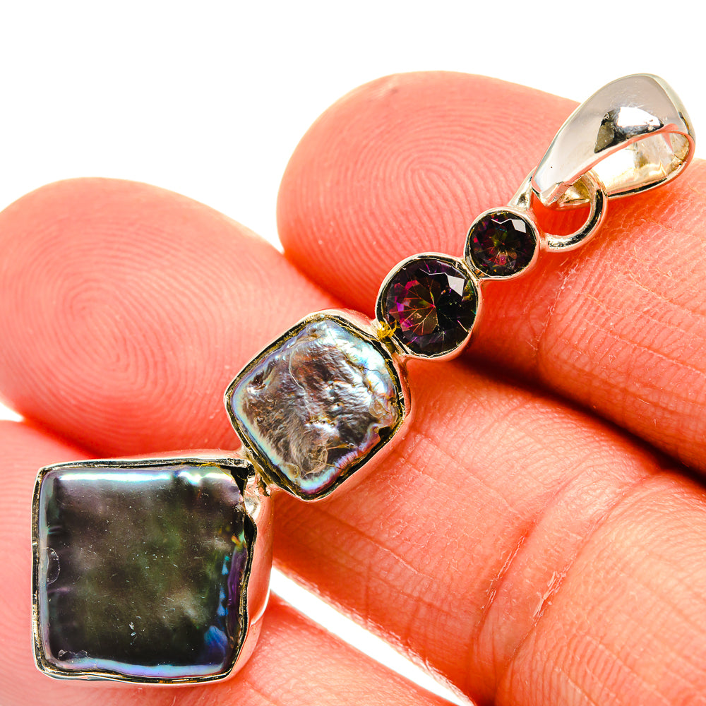 Titanium Mother Of Pearl Pendants handcrafted by Anasilvercos - PD25661