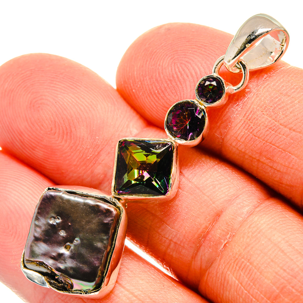 Titanium Mother Of Pearl Pendants handcrafted by Anasilvercos - PD25676